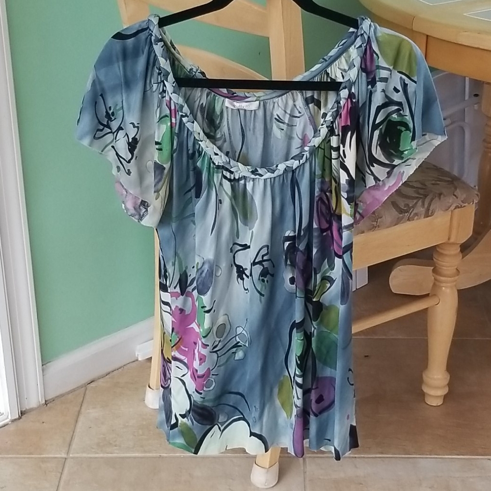 Matty m print silk shirt size small